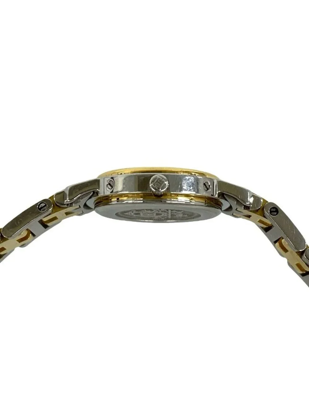 Hermes Clipper Stainless Steel Quartz Watch Wristwatch Silver Gold